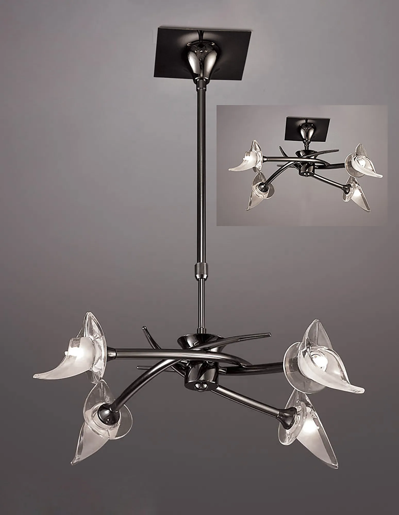 Flavia Black Chrome Ceiling Lights Mantra Multi Arm Fittings Flavia Black Chrome Ceiling Lights Mantra Multi Arm Fittings